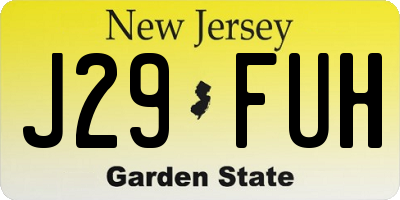 NJ license plate J29FUH