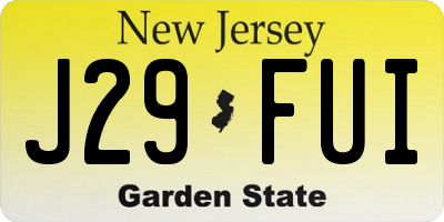 NJ license plate J29FUI