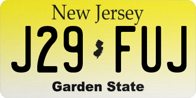 NJ license plate J29FUJ