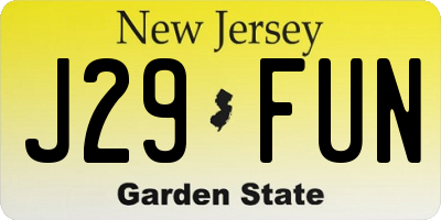 NJ license plate J29FUN