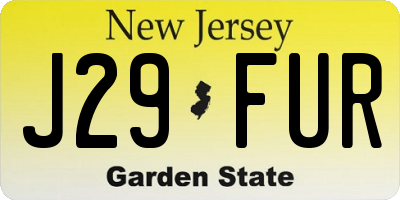 NJ license plate J29FUR