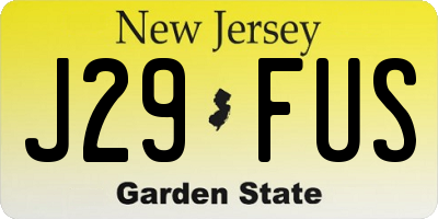 NJ license plate J29FUS