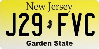 NJ license plate J29FVC