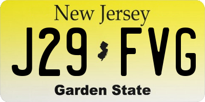 NJ license plate J29FVG