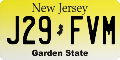 NJ license plate J29FVM