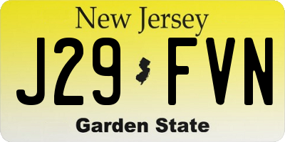NJ license plate J29FVN