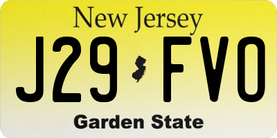 NJ license plate J29FVO
