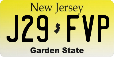 NJ license plate J29FVP