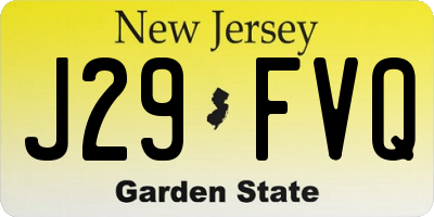 NJ license plate J29FVQ