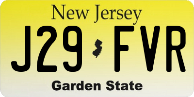 NJ license plate J29FVR