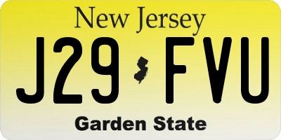 NJ license plate J29FVU