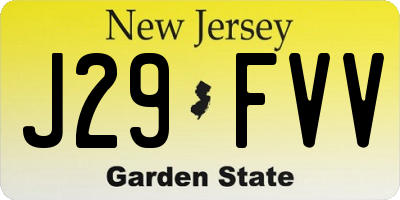 NJ license plate J29FVV