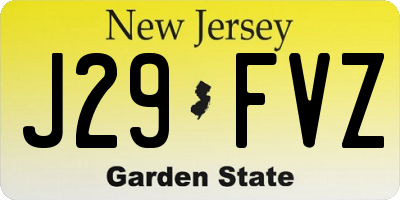 NJ license plate J29FVZ