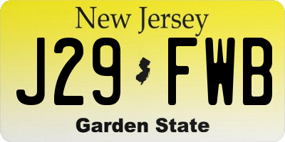 NJ license plate J29FWB