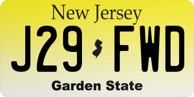 NJ license plate J29FWD