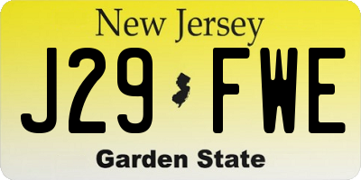 NJ license plate J29FWE