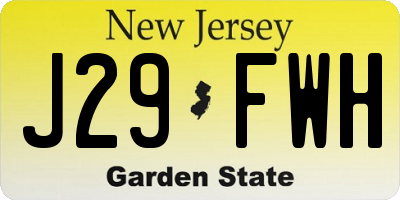 NJ license plate J29FWH