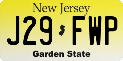 NJ license plate J29FWP