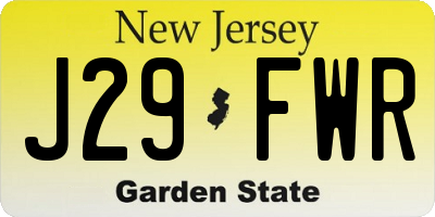 NJ license plate J29FWR