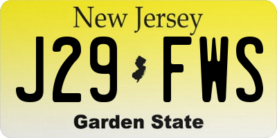 NJ license plate J29FWS