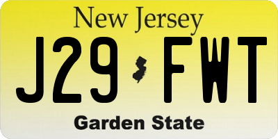 NJ license plate J29FWT