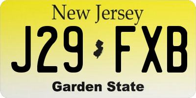 NJ license plate J29FXB