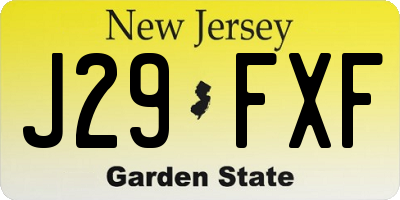 NJ license plate J29FXF