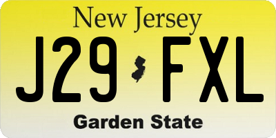 NJ license plate J29FXL