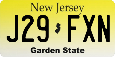NJ license plate J29FXN