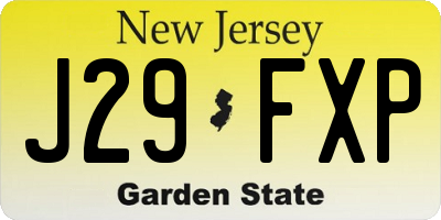 NJ license plate J29FXP