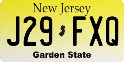NJ license plate J29FXQ