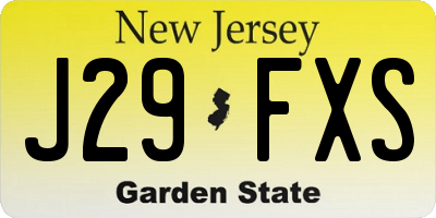 NJ license plate J29FXS