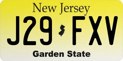 NJ license plate J29FXV