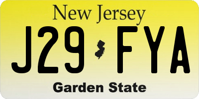NJ license plate J29FYA
