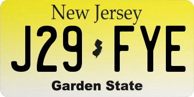 NJ license plate J29FYE