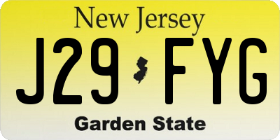 NJ license plate J29FYG