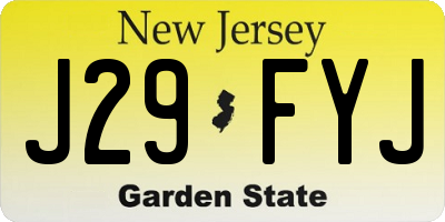 NJ license plate J29FYJ