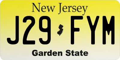 NJ license plate J29FYM