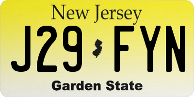 NJ license plate J29FYN