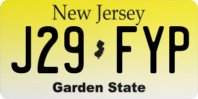 NJ license plate J29FYP