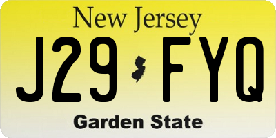 NJ license plate J29FYQ