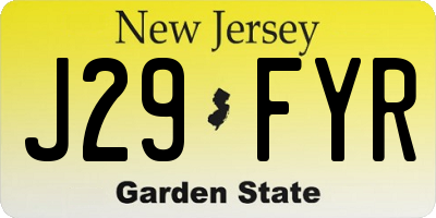 NJ license plate J29FYR