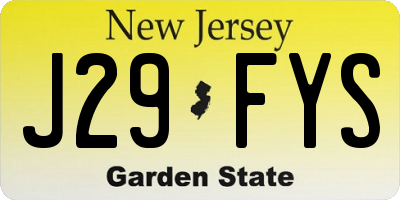 NJ license plate J29FYS