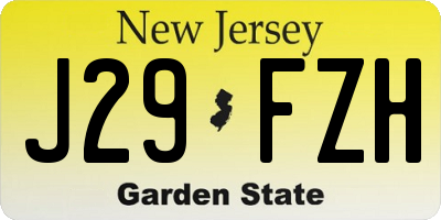 NJ license plate J29FZH