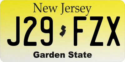 NJ license plate J29FZX