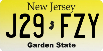 NJ license plate J29FZY