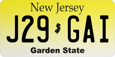 NJ license plate J29GAI