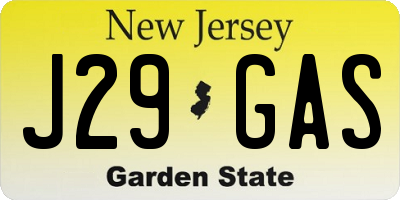 NJ license plate J29GAS