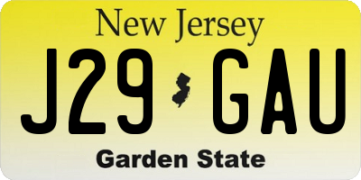 NJ license plate J29GAU