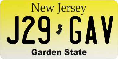 NJ license plate J29GAV